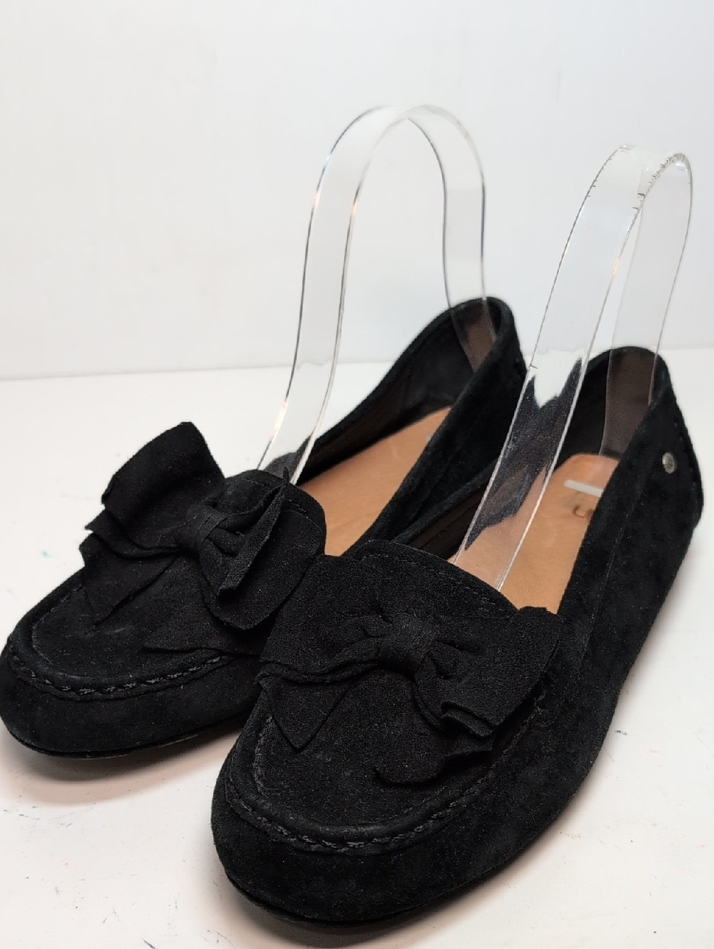 UGG black suede driving Lilliana bow slup on loafers woman's size 6.5 EU 37.5